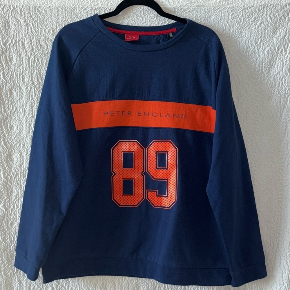 Peter England Series Red Graphic Long Sleeve Fleece Sweatshirt